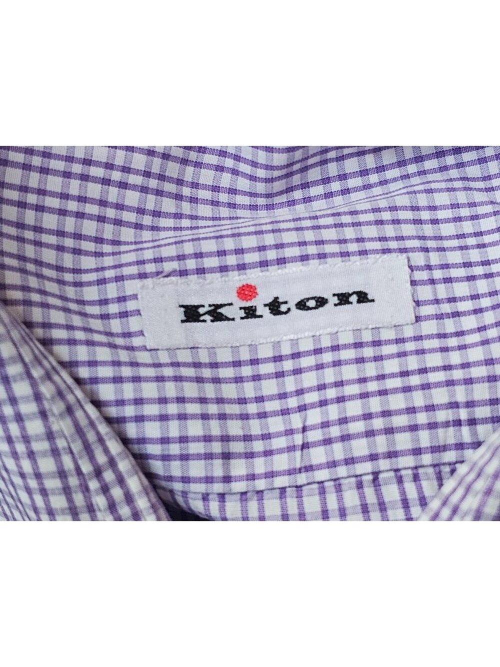 Kiton Purple & White Plaid Dress Shirt Size 16.5/42 Tailored Fit
